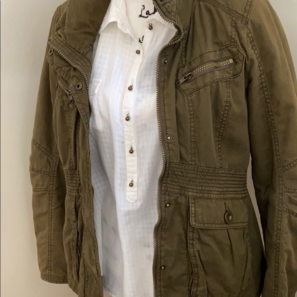 Olive Utility Army Jacket - Perfect Fall Jacket - Picture 2 of 7